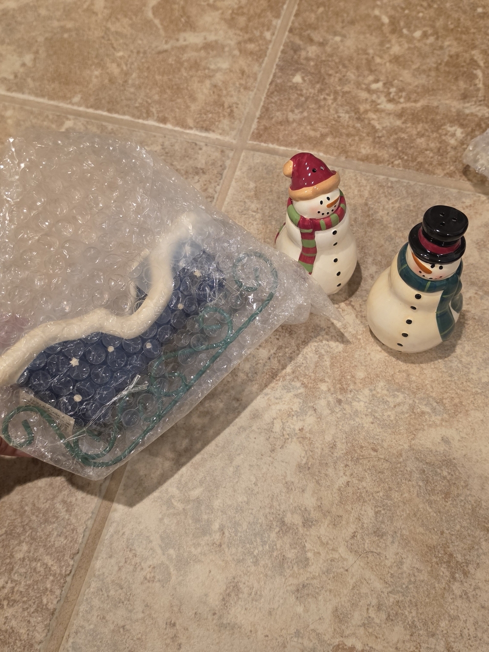 Christmas Salt And Pepper Snowman Sleigh